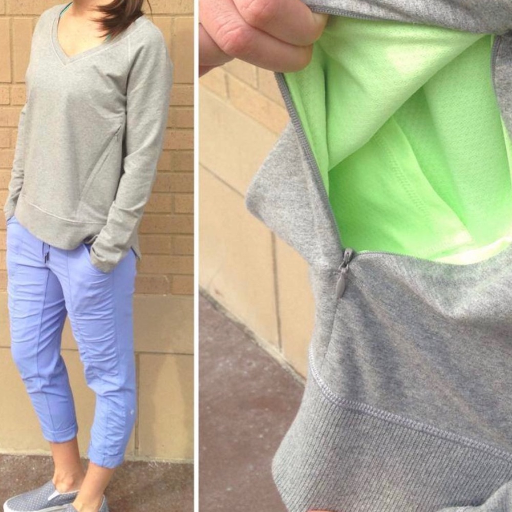 Lululemon After Asana Pullover Heathered Grey sz 8